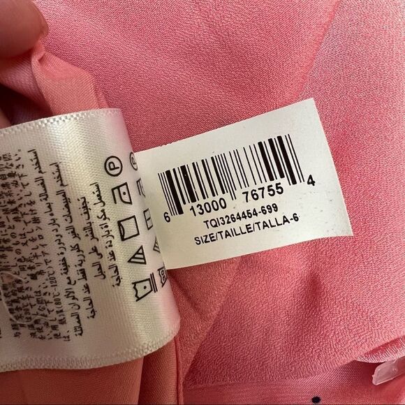 BCBGeneration Pink Black Ruched Asymmetrical Polka Dots Skirt Size 6 - Picture 10 of 10